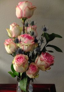 Lovely Esperance roses have sturdy stems and cabbagey heads.
